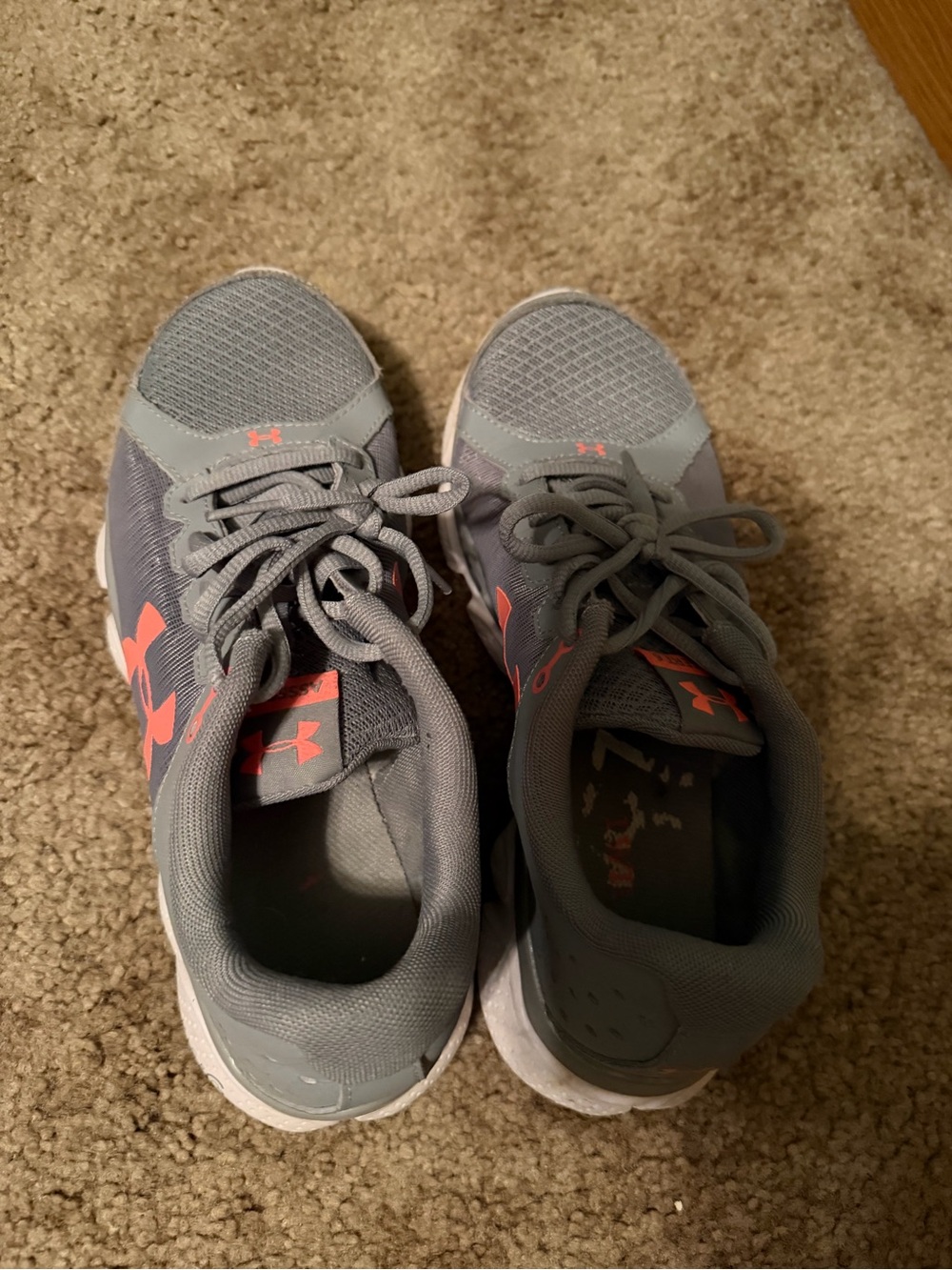 Under Armour Gray Sneakers with Coral Accents